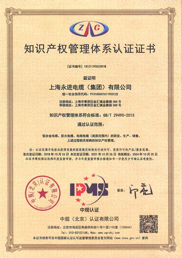 知識產(chǎn)權(quán)管理體系認(rèn)證證書(圖1)