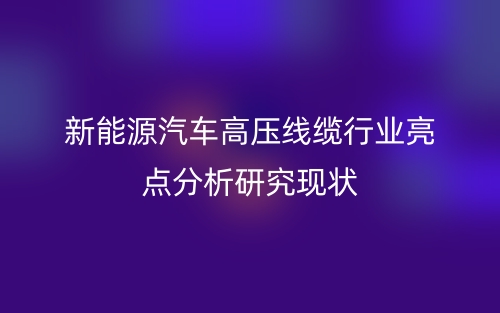 新能源汽車高壓線纜行業(yè)亮點分析研究現(xiàn)狀(圖1)