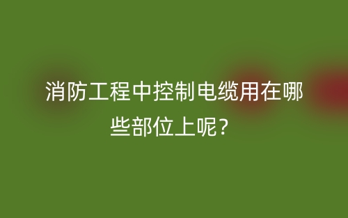 消防工程中控制電纜用在哪些部位上呢？(圖1)
