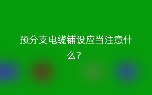 預(yù)分支電纜鋪設(shè)應(yīng)當(dāng)注意什么？(圖1)