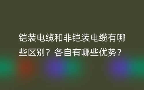 鎧裝電纜和非鎧裝電纜有哪些區(qū)別？各自有哪些優(yōu)勢？(圖1)