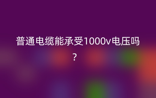 普通電纜能承受1000v電壓嗎？(圖1)